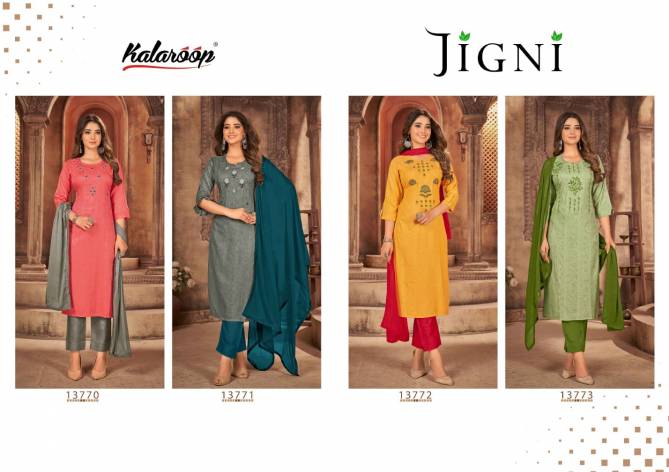 Jigni Kajree By Kalaroop 13770-13773 Readymade Salwar Suits Catalog